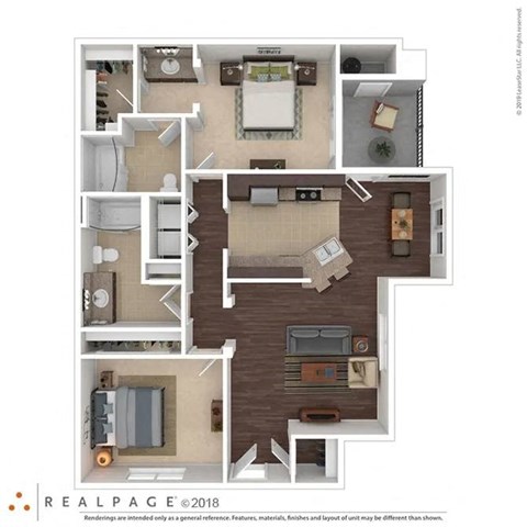 2 bed 2 bath The Sterling 1122 sqft